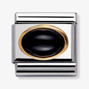 Nomination CLASSIC Gold Oval Stones Black Agate Charm 030502/02