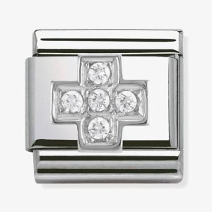 Nomination CLASSIC Silvershine White Cubic Zirconia Cross Charm 330304/03