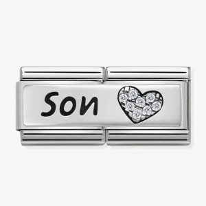 Nomination CLASSIC Silvershine Double Link Heart Son Charm 330731/03