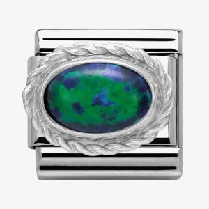 Nomination CLASSIC Silvershine Ornate Settings Green Opal Charm 330503/26