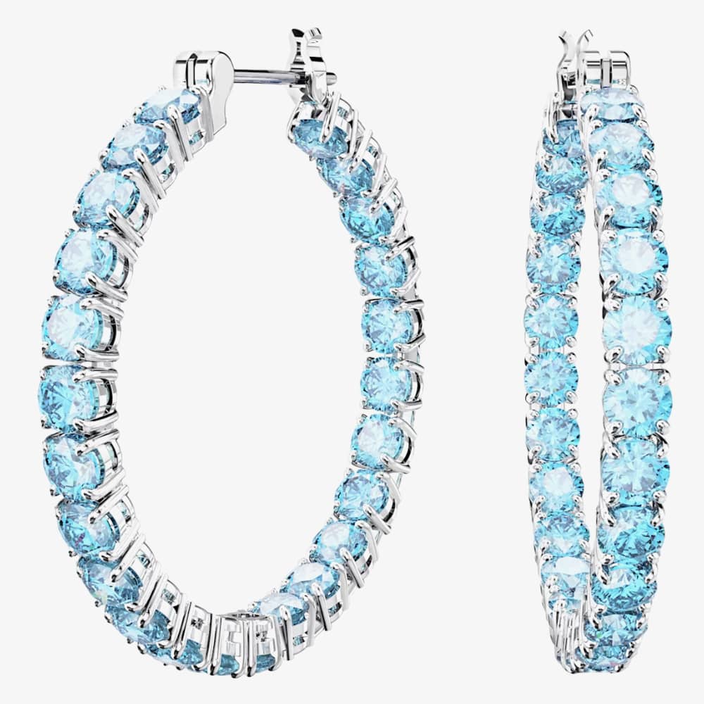 Swarovski Matrix Blue Cubic Zirconia Hoop Earrings 5647446