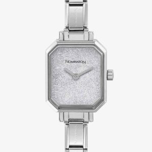 Nomination CLASSIC Paris Silver Glitter Rectangular Dial Bracelet Watch 076030/023