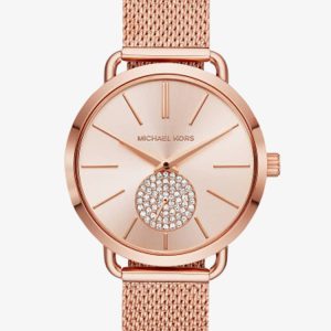 Michael Kors Portia Mesh Rose Tone Bracelet Watch MK3845