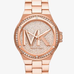Michael Kors Ladies Lennox Rose Gold Plated Logo Watch MK7230