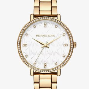 Michael Kors Ladies Pyper White Logo Dial Watch MK4666
