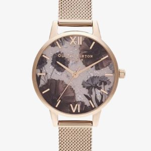 Olivia Burton Celestial Rose Quartz Dial Pale Rose Gold Mesh Strap Watch OB16SP21
