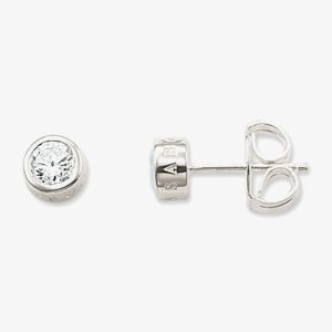 THOMAS SABO Silver Cubic Zirconia Logo Stud Earrings H1670-051-14
