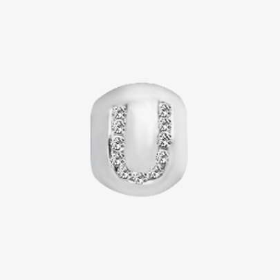 Lovelinks Sterling Silver Cubic Zirconia Initial U Bead