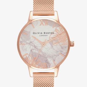 Olivia Burton Abstract Florals Rose Gold Tone Mesh Watch OB16VM11