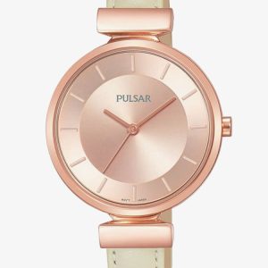 Pulsar Ladies Cream Leather Strap Watch PH8418X1