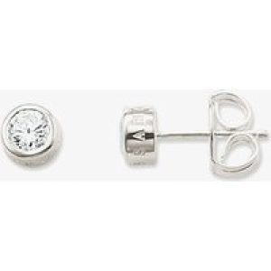 THOMAS SABO Silver Cubic Zirconia Logo Stud Earrings H1670-051-14
