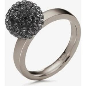 Folli Follie Silver Plated Black Crystal Ball Ring 5045.2965