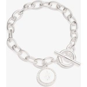 Lauren Ralph Lauren Silver Logo Shield Charm T-Bar Bracelet 14B00203