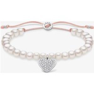 THOMAS SABO Silver Pavé Heart Pearl Bracelet A1986-199-14-L20V