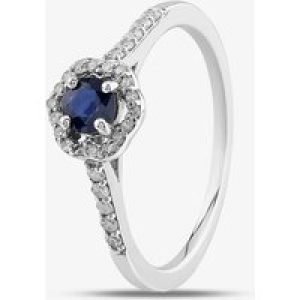 9ct White Gold Sapphire & Diamond Halo Ring OJR1701-BS L