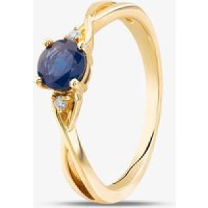 9ct Yellow Gold Sapphire & Diamond Crossover Ring OJR1702-BS K