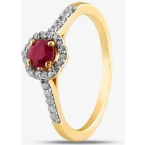 9ct Yellow Gold Ruby & Diamond Halo Ring OJR1701-R M