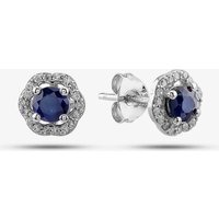 9ct White Gold Sapphire & Diamond Halo Stud Earrings OJE1701-BS - Image 2
