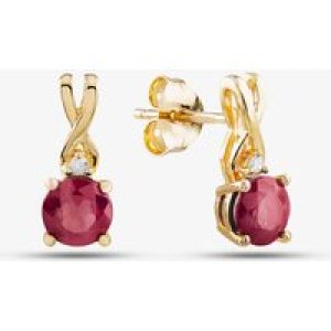 9ct Yellow Gold Ruby & Diamond Stud Earrings OJE1702-R