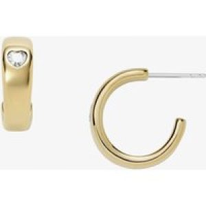 Fossil Sutton Valentine Heart Gold Tone Crystal Heart Hoop Earrings JF03936710