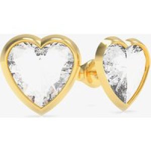Guess With Love Gold Tone Heart Crystal Stud Earrings UBE70040