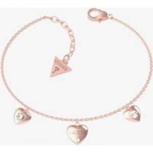 Guess Is For Lovers Rose Gold Tone Hearts Chain Bracelet UBB70039-L