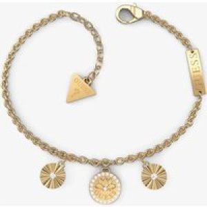 Guess Lotus Gold-Tone Crystal Three Charm Bracelet UBB01347YGL