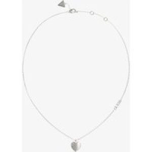 Guess Lovely Silver Tone Pave Crystal Heart Necklace UBN03035RH