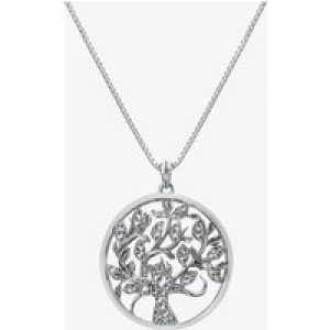Hot Diamonds Nurture Sterling Silver White Topaz Tree Pendant Necklace DP864