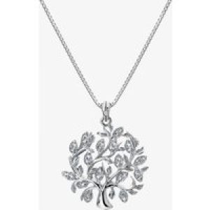 Hot Diamonds Nurture Sterling Silver White Topaz Tree Pendant Necklace DP863