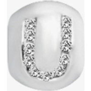 Lovelinks Sterling Silver Cubic Zirconia Initial U Bead