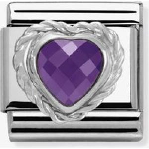 Nomination CLASSIC Silvershine Faceted Hearts Purple Cubic Zirconia Charm 330603/001