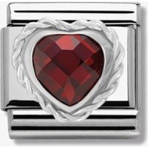 Nomination CLASSIC Silvershine Faceted Hearts Fancy Red Cubic Zirconia Charm 330603/005