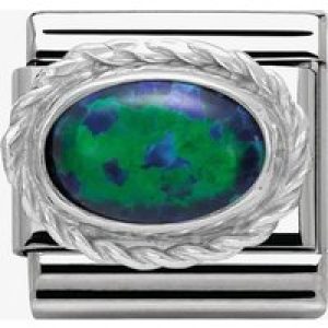 Nomination CLASSIC Silvershine Ornate Settings Green Opal Charm 330503/26
