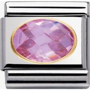 Nomination CLASSIC Gold Oval Faceted Cubic Zirconia Pink Charm 030601/003