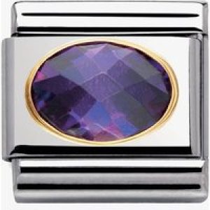 Nomination CLASSIC Gold Oval Faceted Cubic Zirconia Purple Charm 030601/001