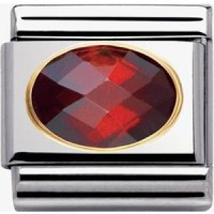 Nomination CLASSIC Gold Oval Faceted Cubic Zirconia Red Charm 030601/005