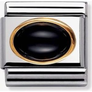 Nomination CLASSIC Gold Oval Stones Black Agate Charm 030502/02