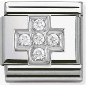 Nomination CLASSIC Silvershine White Cubic Zirconia Cross Charm 330304/03