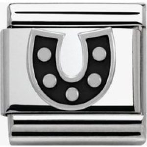 Nomination CLASSIC Silvershine Symbols Black Horseshoe Charm 330202/08