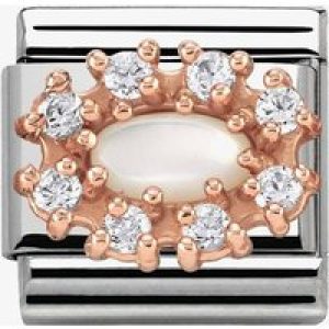 Nomination CLASSIC Rose Gold Cubic Zirconia and Pearl Traditional Cluster Charm 430308/12