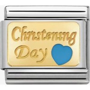 Nomination CLASSIC Gold Blue Heart Christening Charm 030284/23