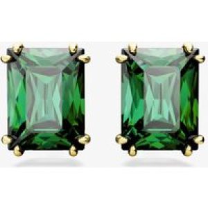 Swarovski Matrix Green Rectangular Cut Gold Plated Stud Earrings 5677142