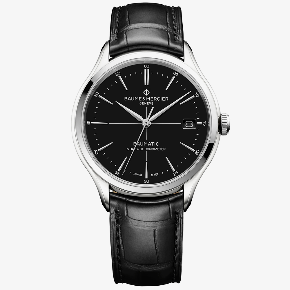 Baume & Mercier Mens Clifton Black Dial Watch 10692