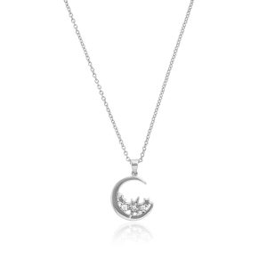 Olivia Burton Celestial Girls Necklace OBJCLN34 Stone Set SS Tone