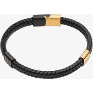 Fred Bennett Reborn Recycled Black Woven Leather 22cm Bracelet B5409