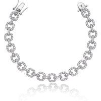 Silver Cubic Zirconia Chain Hyperlink Bracelet - Image 2