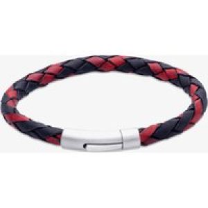 Unique Black & Red Leather Braided Bracelet B531BAR/21CM