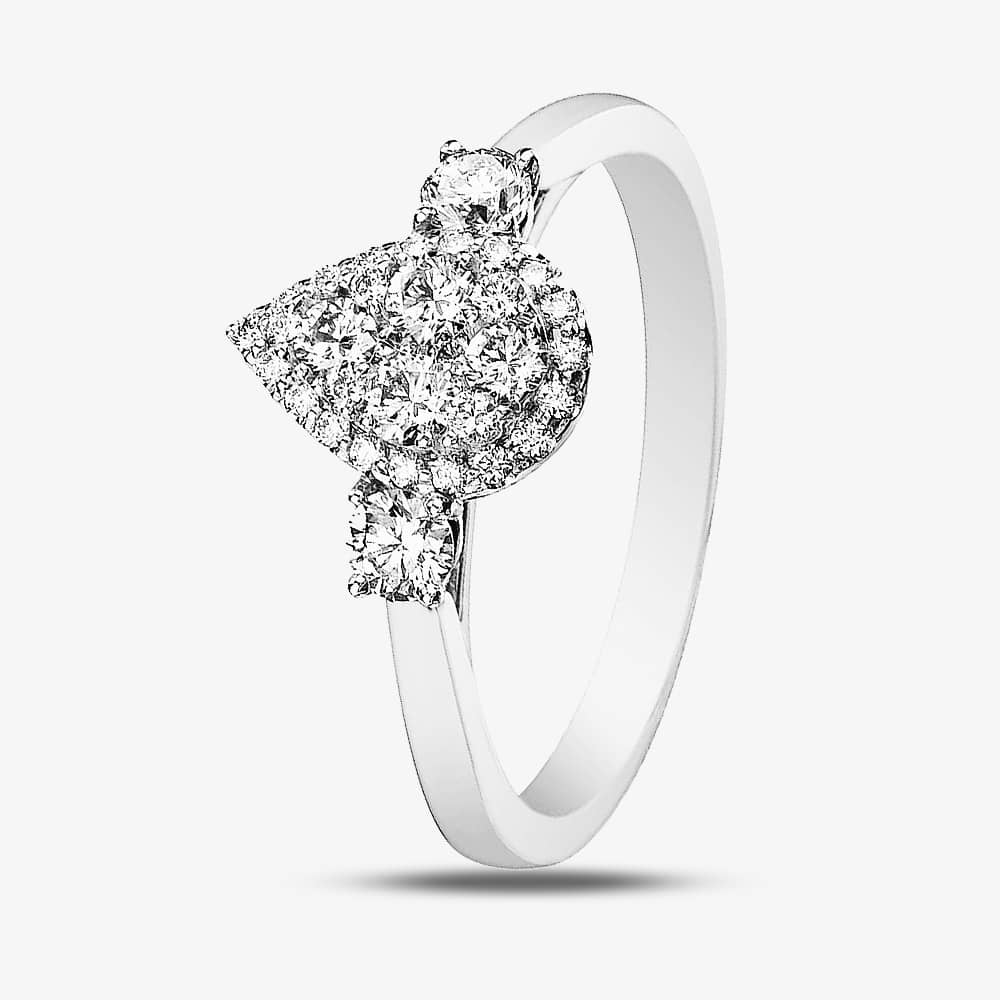 9ct White Gold Pear Shaped 0.5ct Diamond Shoulder Cluster Ring 31138YW/50-9 P