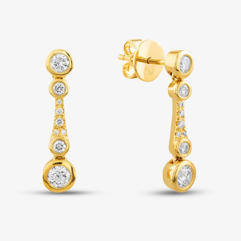 18ct Yellow Gold Brilliant Cut Diamond Graduating Dropper Earrings LG250/EB-PR YG